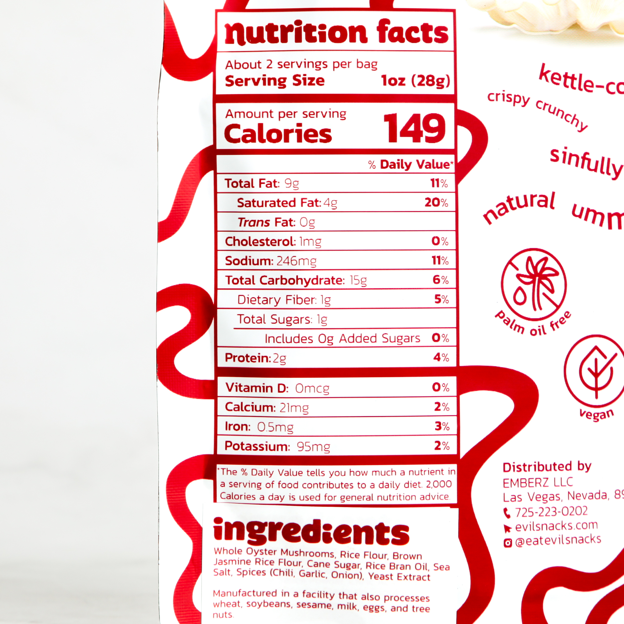 Sriracha Lime Mushroom Chips - Evil Snacks